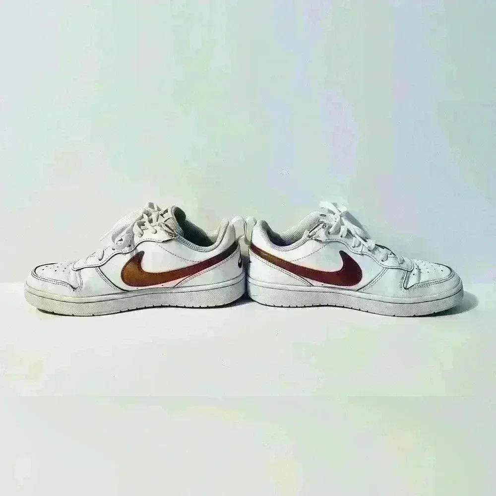 Nike | Court Borough Low 2, White with Copper/Vivid Purple, Unisex Big Kids 5Y